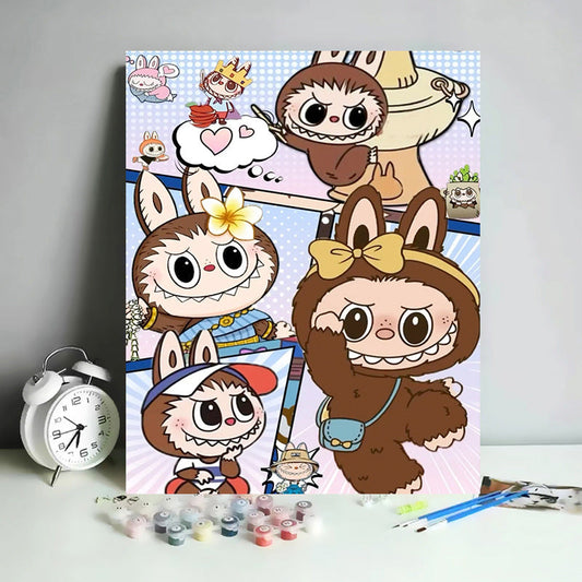 40X50CM Labubu DIY Oil Painting By Numbers WITH Frame