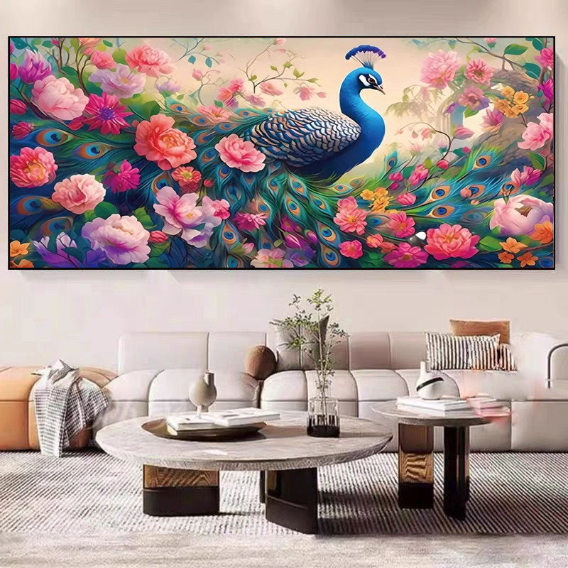 58X135CM Flower Peacock DIY Cross Stitch Kits Full Range of Embroidery 11CT 3 Strands NO Frame