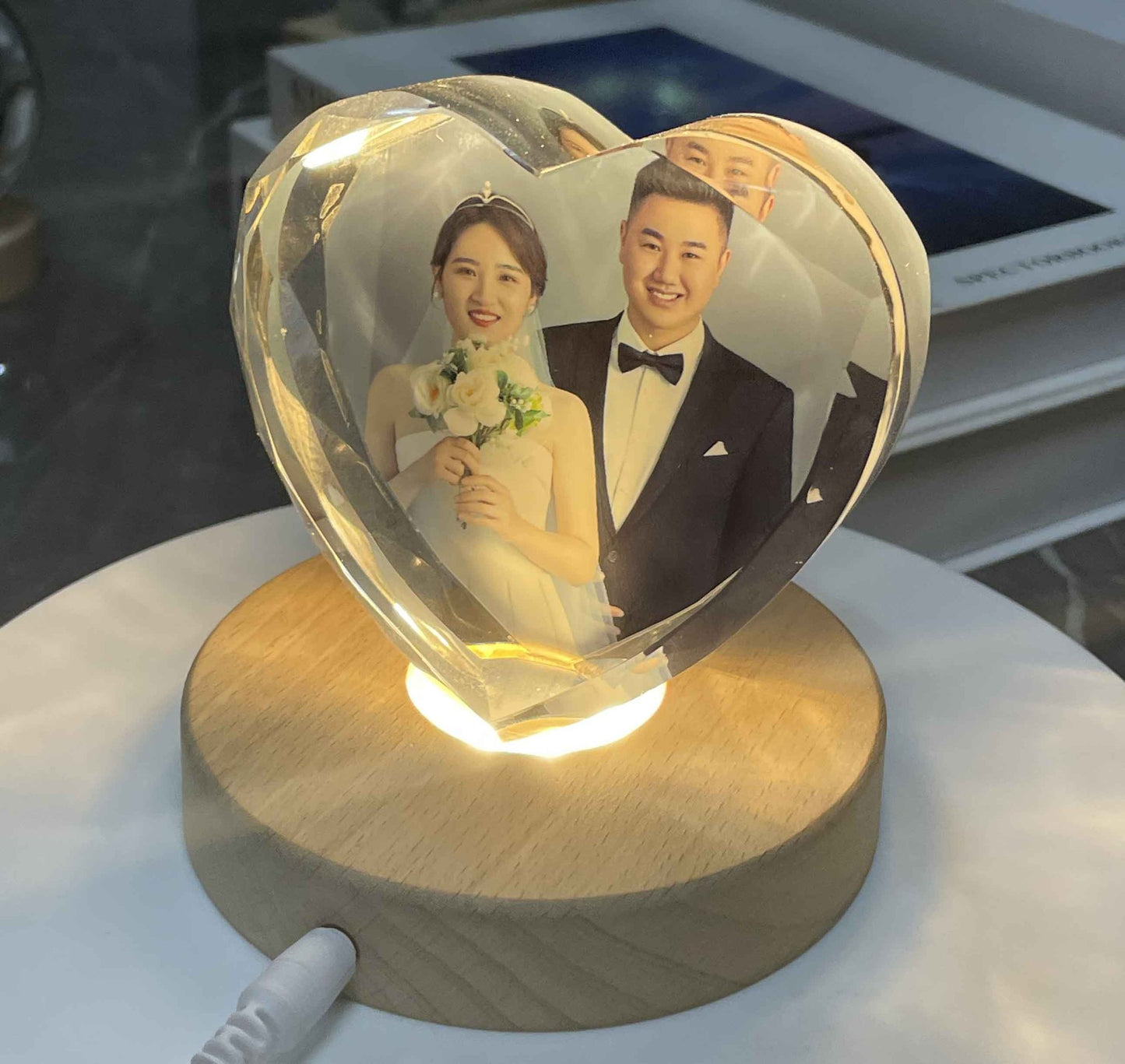 Custom Crystal Ornaments Personalized Custom Photo and Word With LED Lamp