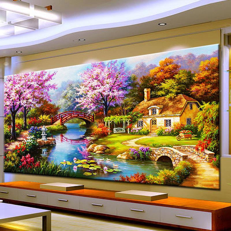 120X60CM-Dream home Landscape -DIY 5D full Diamond Painting NO FRAME