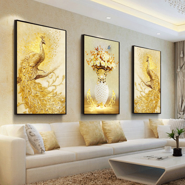 150x70CM Golden Peacock 5D Full Diamond Painting NO Frame