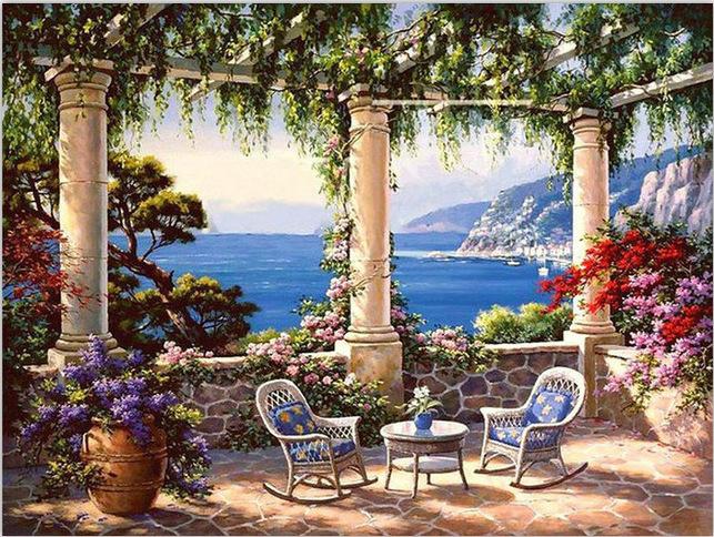 50x65CM-Garden- DIY 5D full Diamond Painting