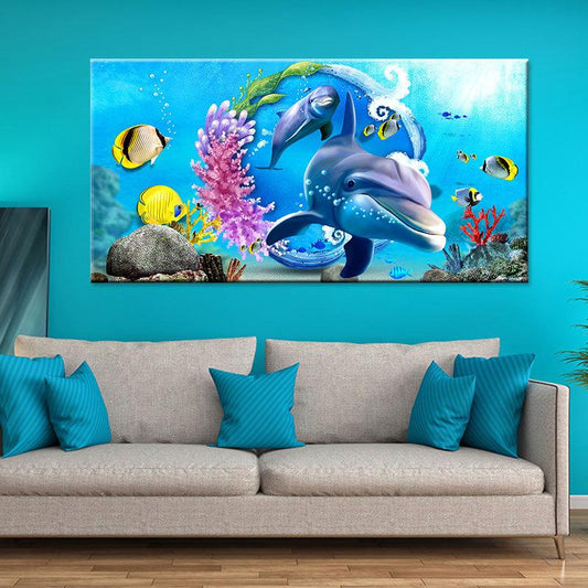 100X55CM- Sea dophin -DIY 5D full Diamond Painting