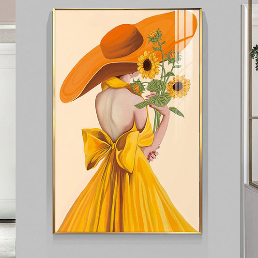 Yellow Hat Girl 5d diy diamond painting full drill NO FRAME