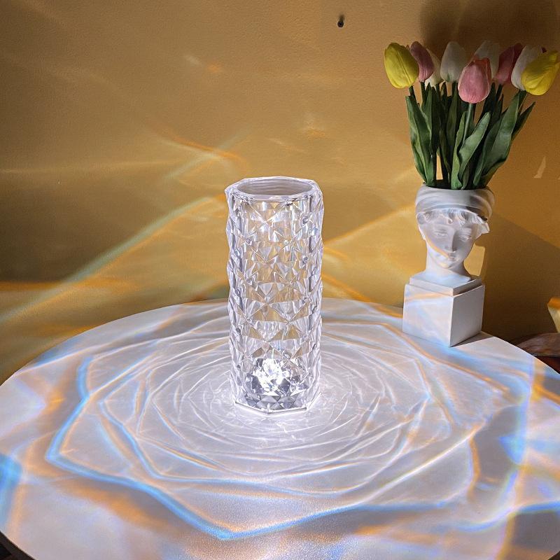 ins Spain rose crystal table lamp-Three-color touch switch [Charging model]