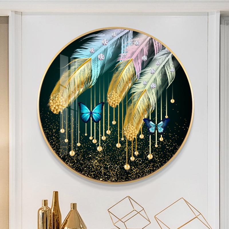 60x60CM  Feather & butterfly Full Diamond Painting NO Frame Round diamond