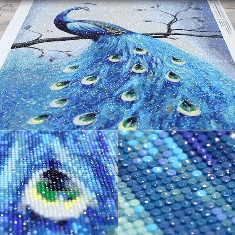 50X90CM-Blue Peacock 5D Full Diamond Painting DIY