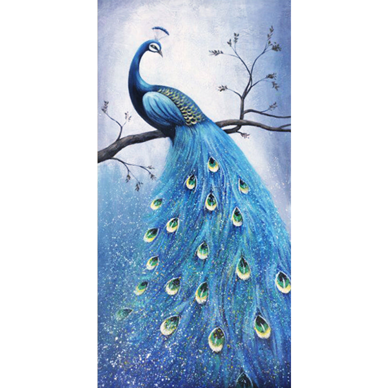 50X90CM-Blue Peacock 5D Full Diamond Painting DIY