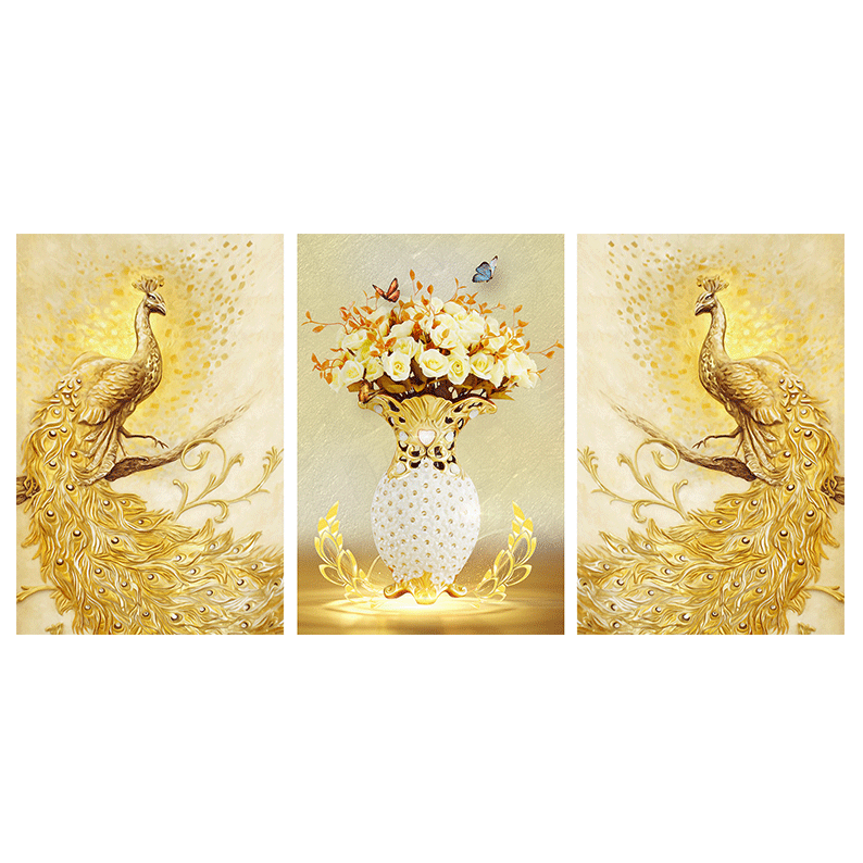 150x70CM Golden Peacock 5D Full Diamond Painting NO Frame