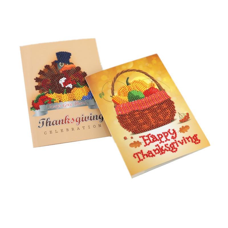 4PCS Happy Thanksgiving 5D DIY Special-shaped Diamond Painting Card