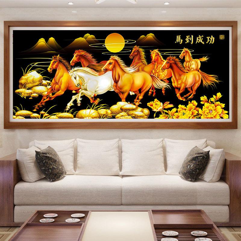 120X50CM-Golden 8 horse to success -DIY 5D full Diamond Painting NO FRAME