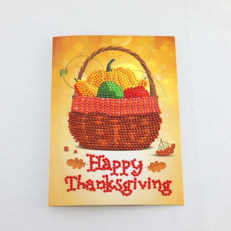 4PCS Happy Thanksgiving 5D DIY Special-shaped Diamond Painting Card