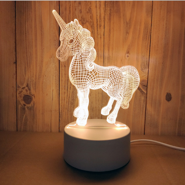 3D Colorful Charging Night Light  Bedside LED Lamp Various Shapes Creative Gif-unicorn