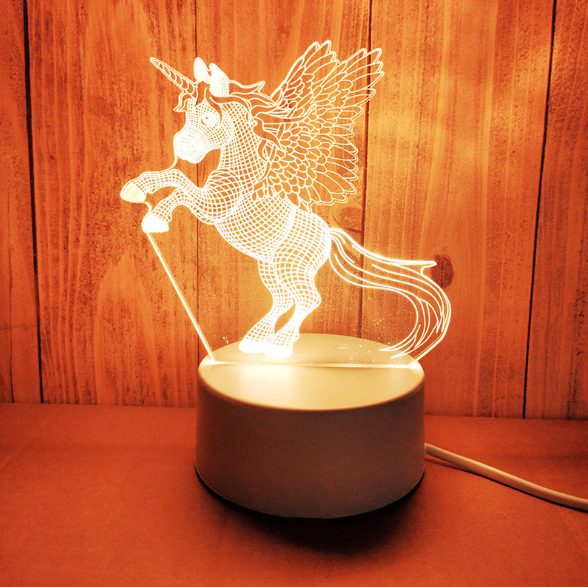 3D Colorful Charging Night Light Bedside LED Lamp Various Shapes Creative Gif-Pegasus