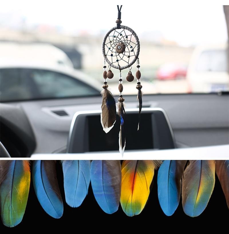 Handmade Dream Catcher With Light Room Decor Feather Weaving Wind Chimes Religious Mascot