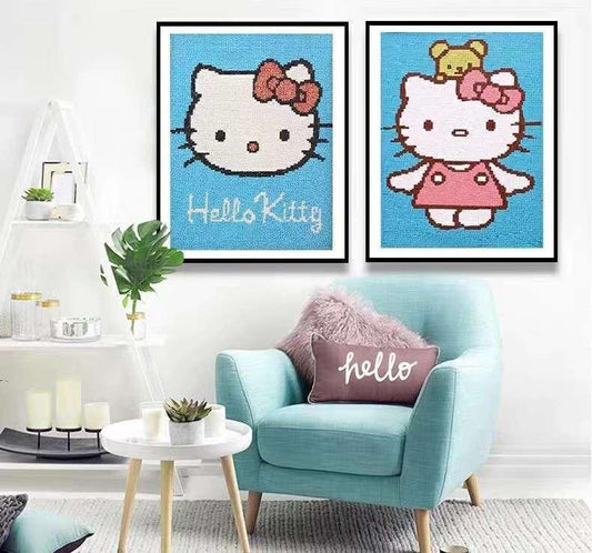 each one 50X70CM- 2pcs hello kitty 5D Full Diamond no frame