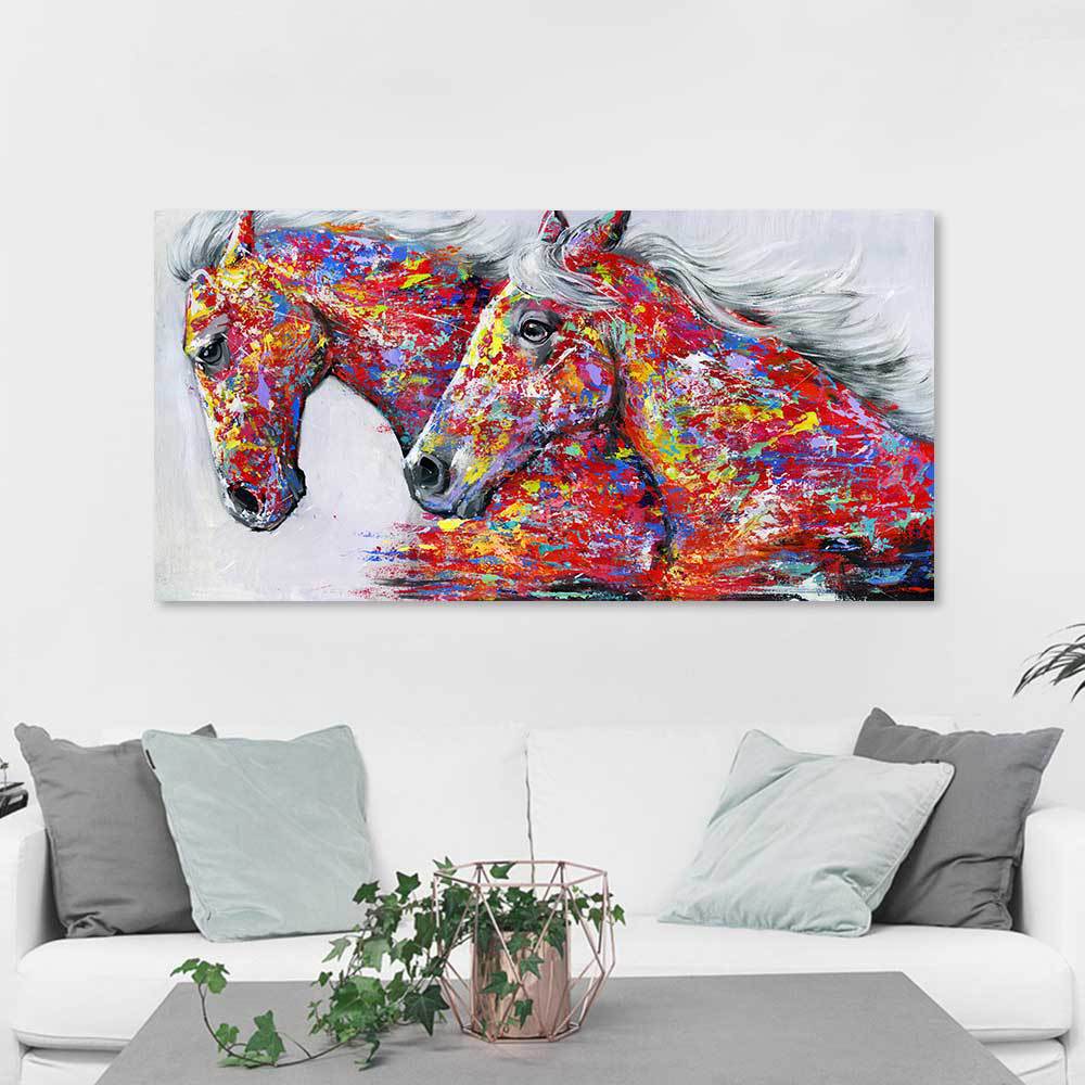 60x120cm Two Horse  NO Framed Prints Painting Canvas Wall Art For Living Room Home Decor