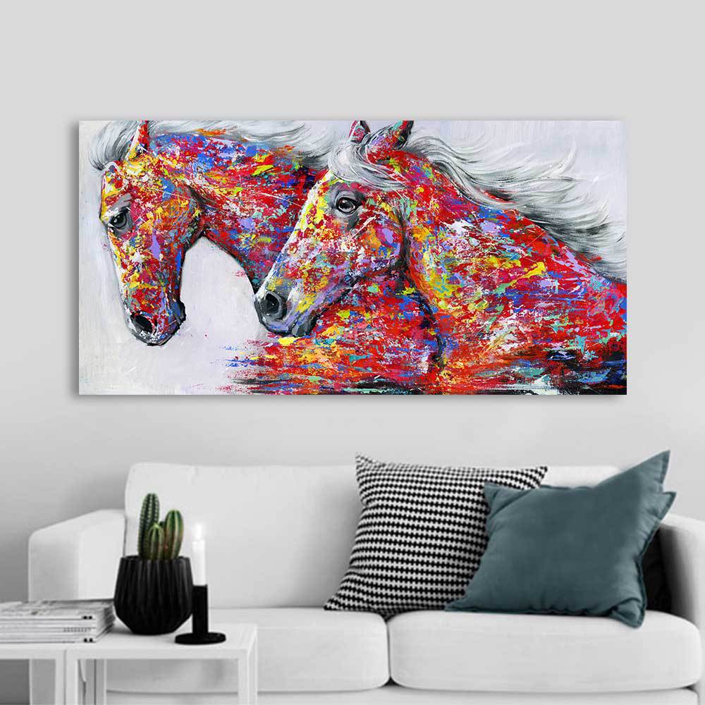 60x120cm Two Horse  NO Framed Prints Painting Canvas Wall Art For Living Room Home Decor