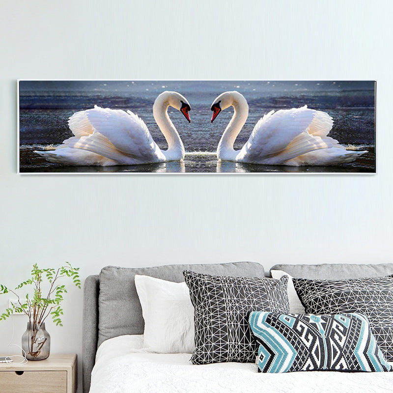 120x35cm Love Swan Cross Stitch Kits 11CT Stamped Full Range of Embroidery Starter Kit for Beginners Pre-Printed Pattern