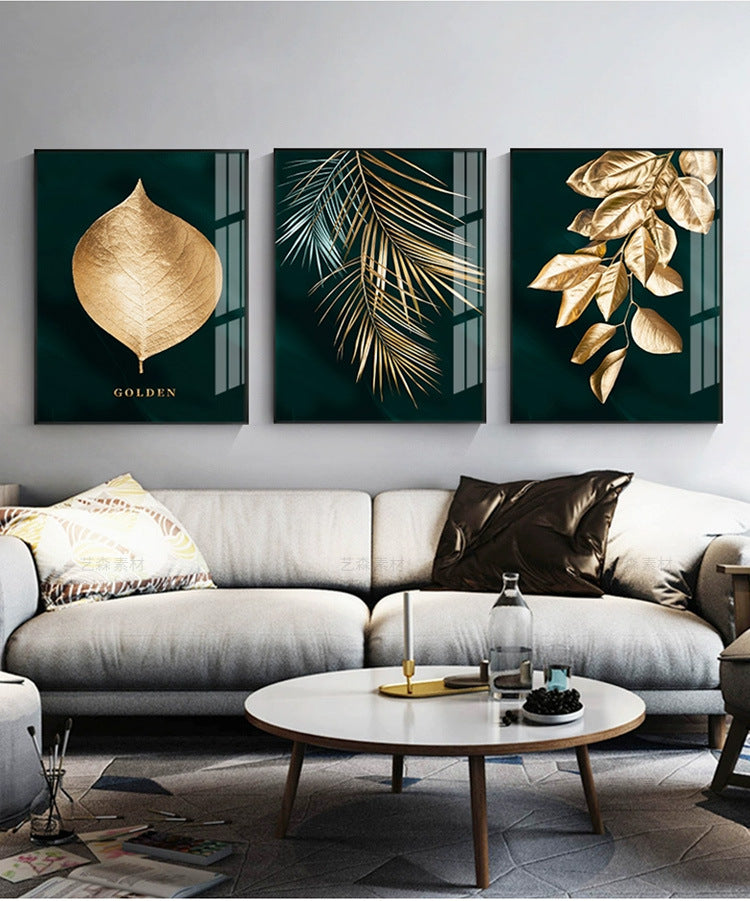 3pcs 40x50 Modern golden leaves  NO Framed Prints Painting Canvas Wall Art For Living Room Home Decor