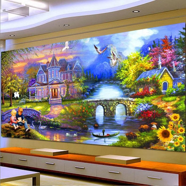 120X50CM beautiful garden 5D Full Diamond no frame