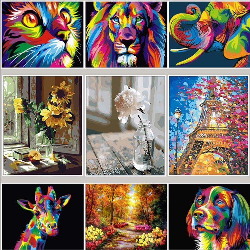 Cat 06 No Framed DIY Oil Painting By Numbers Canvas Wall Art For Living Room Home Decor 40*50CM