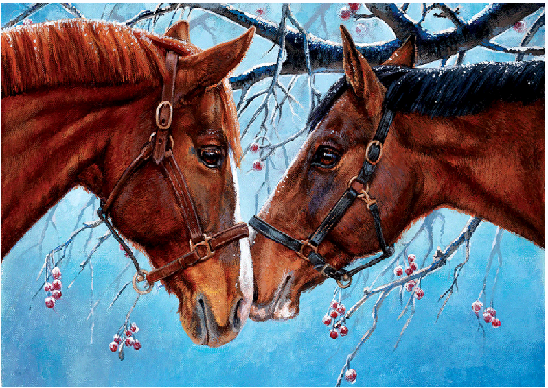 40X30CM 2horses 5d FULL Drilled Diamond Painting  NO FRAME