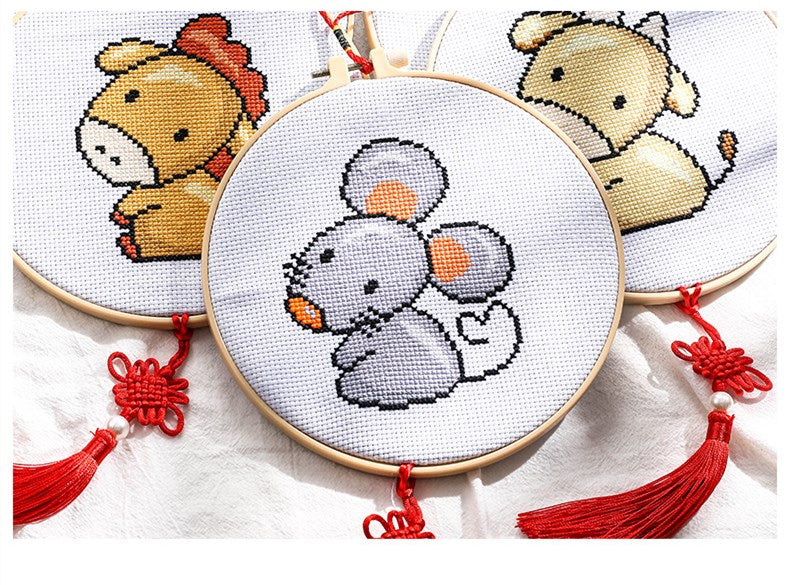 Zodiacal animals Collections Handcraft Embroidery Needlework Kits DIY  Cross Stitch Materials Package-OX