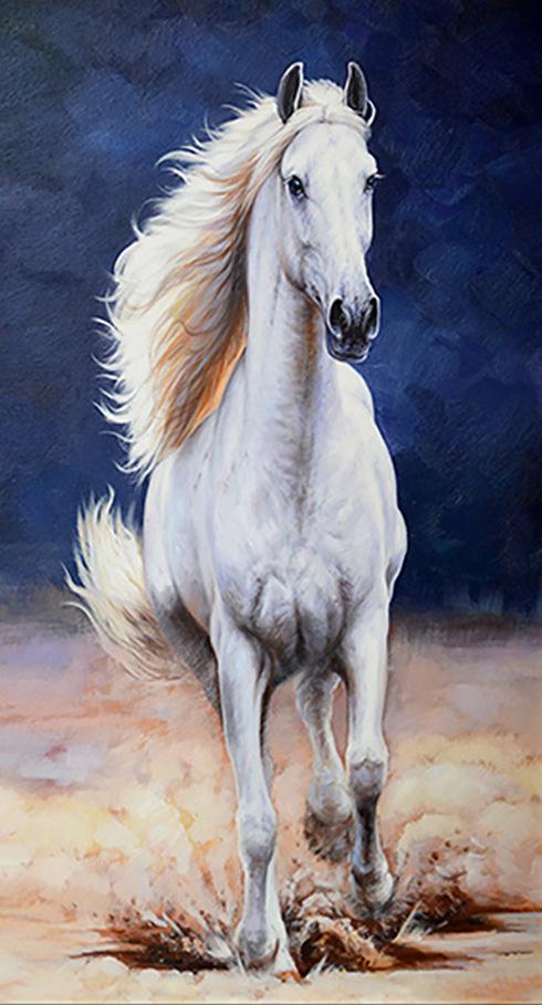 70x130CM White Horse Full Diamond Painting NO Frame Round diamond