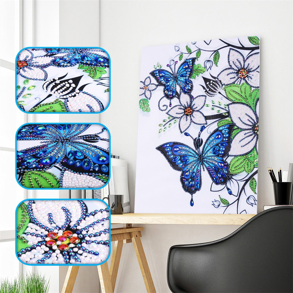 30X40cm BUTTERFLY 5D Diamond Painting（ Special beads)  NOT FULL DRLLIED NO FRAME