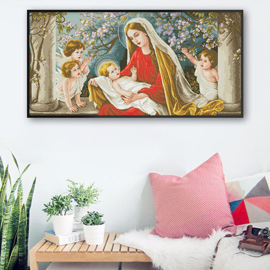 118X62cm Madonna dell Granduca Cross Stitch Kits 11CT Stamped Full Range of Embroidery Starter Kit for Beginners Pre-Printed Pattern