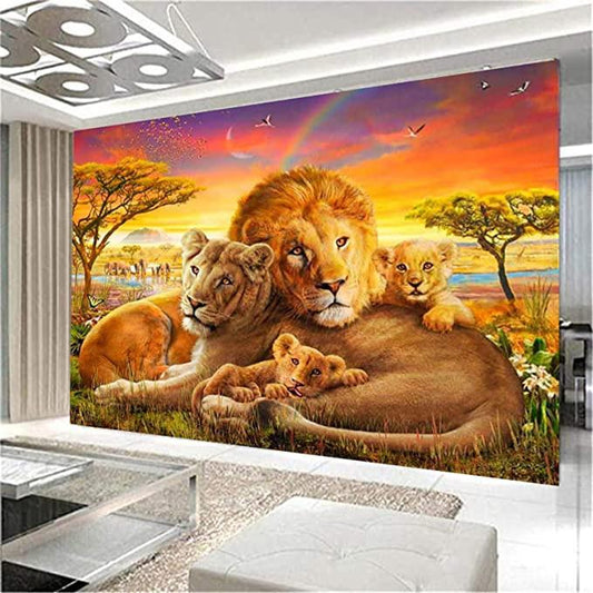 150x55CM Lion Full Diamond Painting NO Frame Round diamond