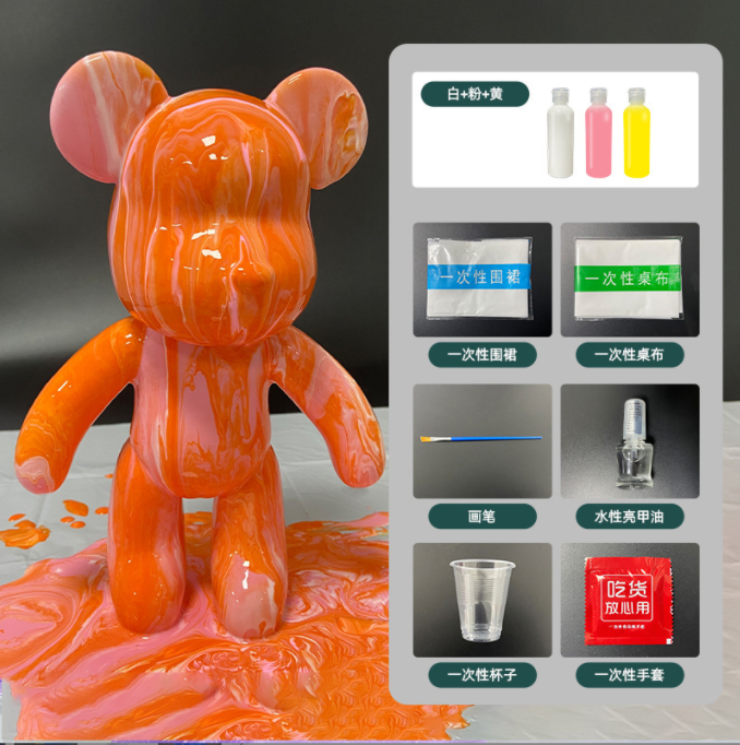 DIY Painting Violence Bear Bearbricks Manual Fluid Painting Creative Home Room Decoration Hand Made Doll Figurine Toys Gift