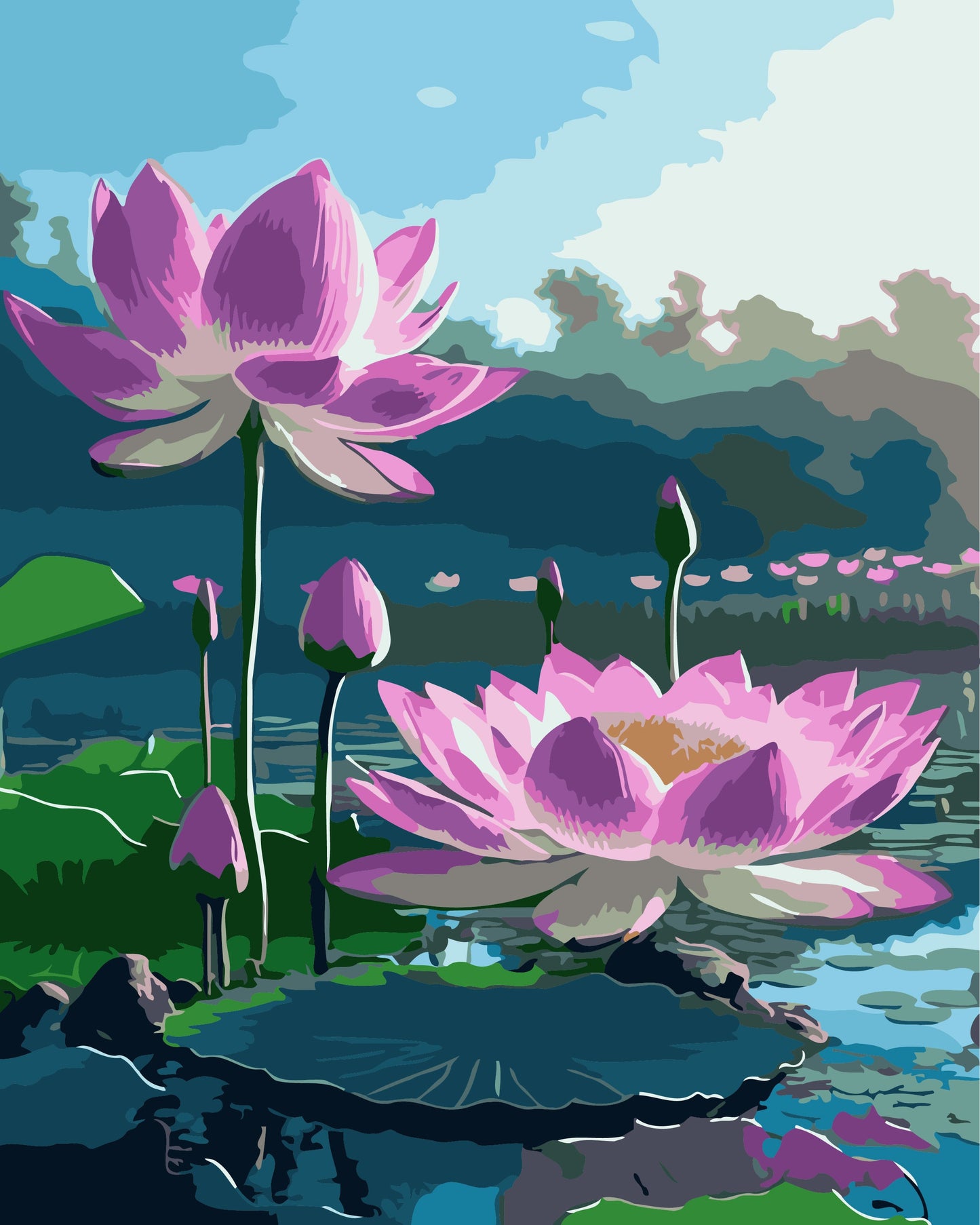 40X50CM Lotus Flower DIY Oil Painting By Numbers