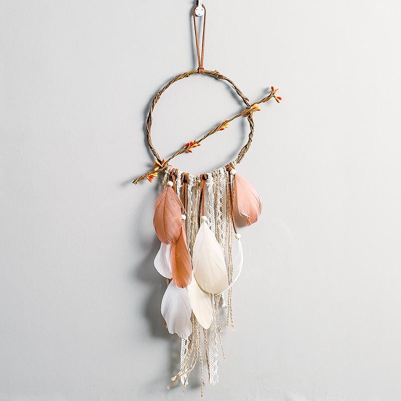 Handmade Dream Catcher With Light Room Decor Feather Weaving Wind Chimes Religious Mascot