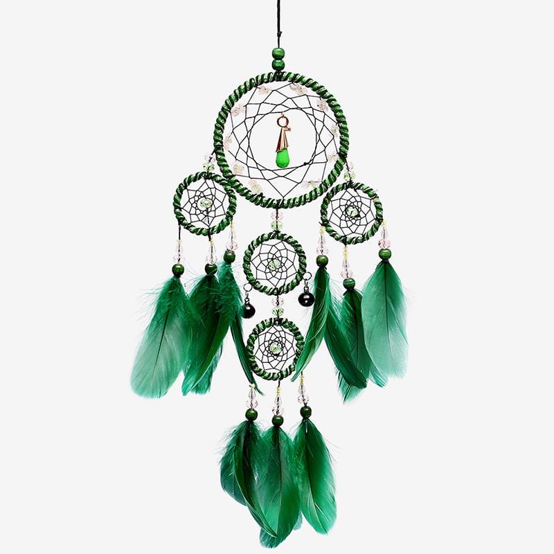 Handmade Dream Catcher With Light Room Decor Feather Weaving Wind Chimes Religious Mascot