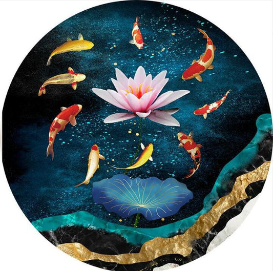 50X50CM-Fish koi-No Frame Round DIY 5D full Diamond Painting