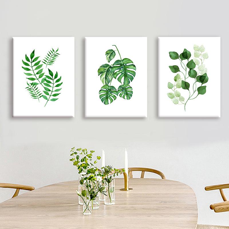 3pcs Green Leaf 120x60 cm Cross Stitch Kits 11CT Stamped Full Range of Embroidery Starter Kit for Beginners Pre-Printed Pattern