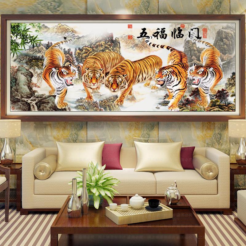 150x60cm 5 tigers 5d diy diamond painting full drill NO FRAME