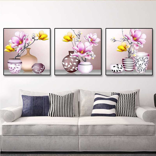 120x40cm  3PCS Pink Vase 5d diy diamond painting full drill NO FRAME A6897