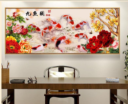 100X40CM-9 fish diagram- DIY 5D full Diamond Painting