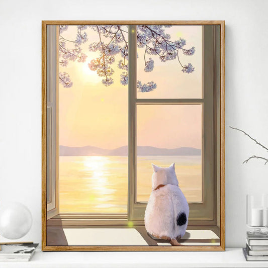 Cat No Framed DIY Oil Painting By Numbers Canvas Wall Art For Living Room Home Decor 40*50CM