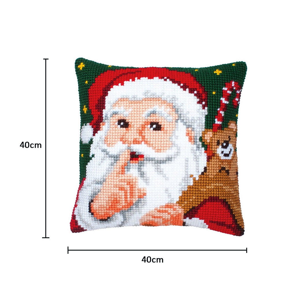 Christmas Santa Claus DIY Embroidery Pillow Case DIY Cross Stitch Needlework Sets Home Decoration(Pillow core not included)