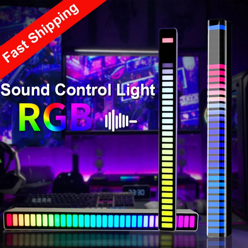 LED Strip Light RGB Sound Control Light Voice Activated Music Rhythm Ambient Light 3D LED Pickup 32 colorful lamp For Car family Party light