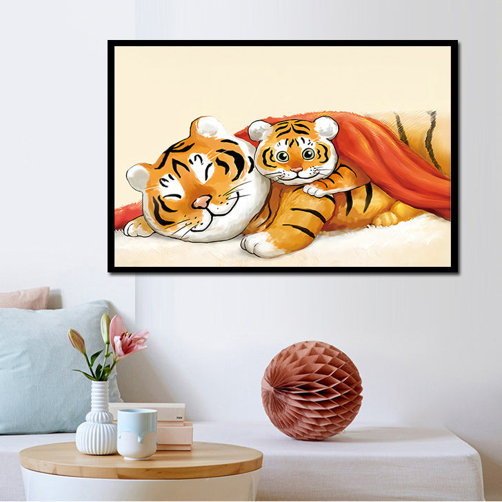 41x56cm Mother and son tiger - 3 strands 11CT Stamped Cross Stitch Full Range of Embroidery Starter Kit for Beginners Pre-Printed Pattern