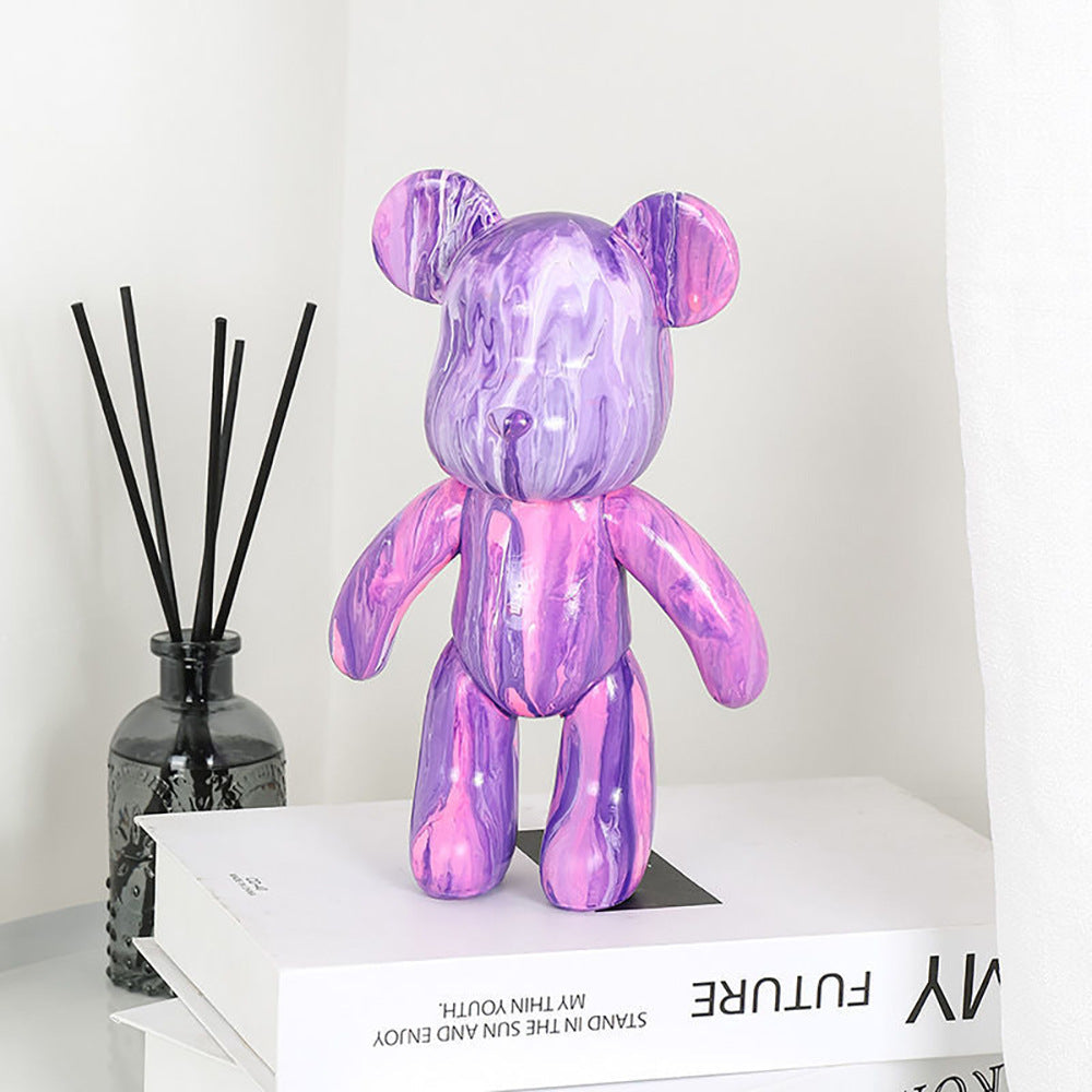 DIY Painting Violence Bear Bearbricks Manual Fluid Painting Creative Home Room Decoration Hand Made Doll Figurine Toys Gift