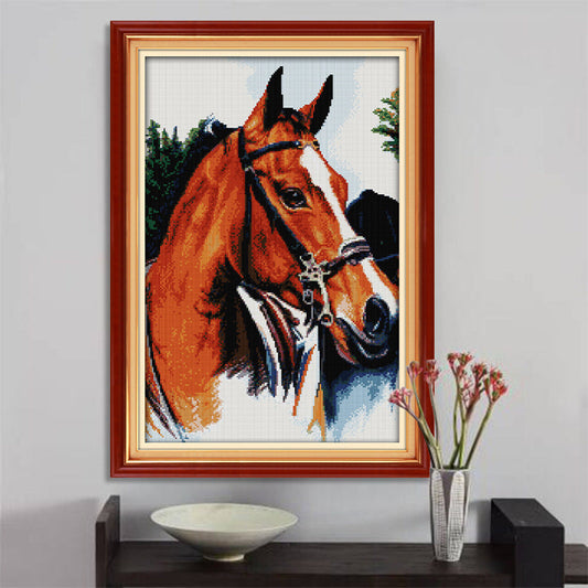 45×64cm Horse Cross Stitch Kits 11CT Stamped  Full Range of Embroidery Starter Kit for Beginners Pre-Printed Pattern