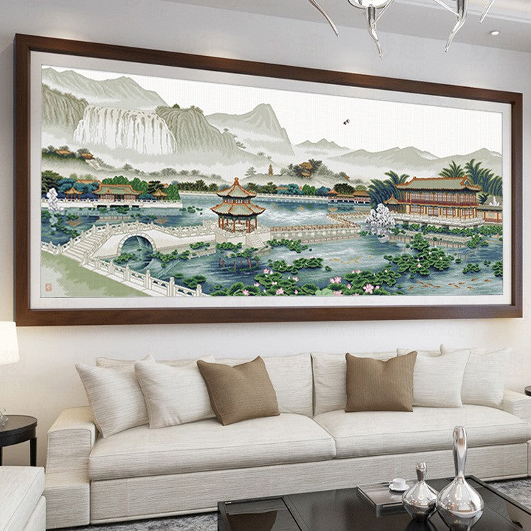 120X50CM - Lotus Pond DIY 5D Full Diamond Painting NO Frame