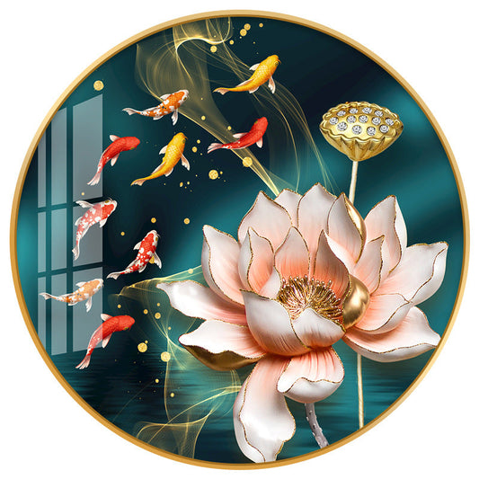 60x60cm Koi-9fish and lotus 5d diy diamond painting full drill NO FRAME