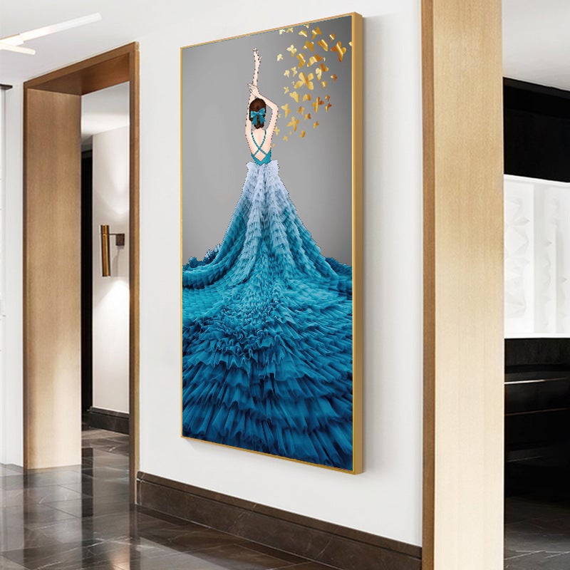 50x90CM-Blue dress- DIY 5D full Diamond Painting NO FRAME